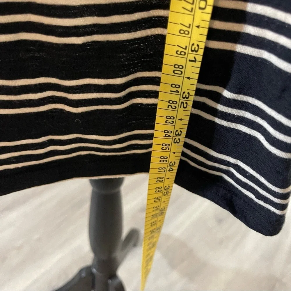Maeve‎ One-Shoulder Navy and White Striped Dress
